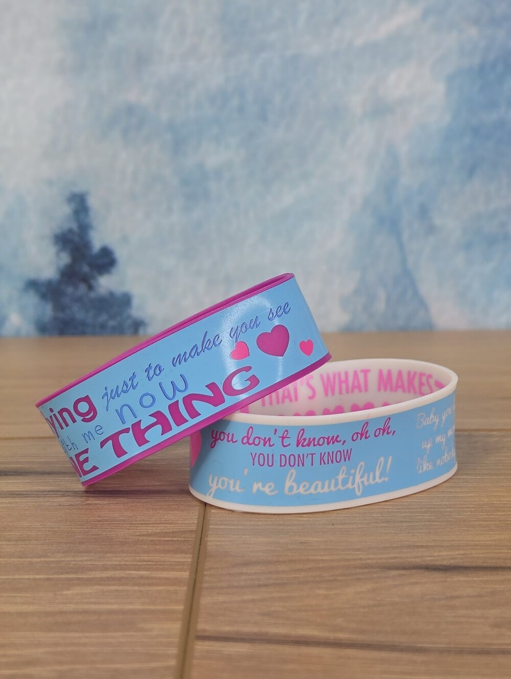 One Direction Song Lyric Reversible Rubber Bracelets
